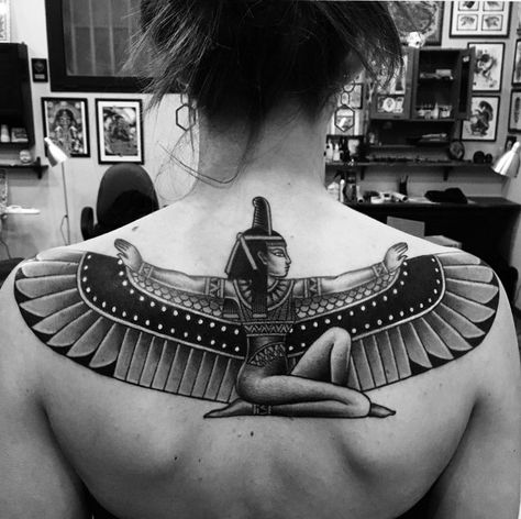 Ma'at Egyptian Goddess Ma'at Egyptian Goddess, Ma'at Tattoo, Egyptian Tattoo For Women, Egyptian Goddess Tattoo, Back Tats, Goddess Tattoo, Egyptian Tattoo, Temp Tattoo, Chuck Bass