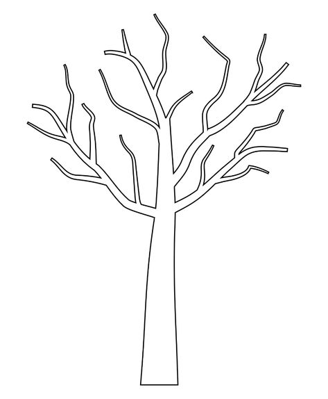 Tree with Branches Template Tree Trunk Template, Printable Tree, Tree Drawing Simple, Branch Drawing, Room Crafts, Leaf Coloring Page, Tree Diagram, Picture Tree, Simple Tree