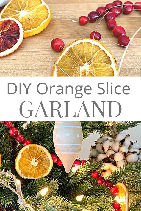 DIY Christmas Garland with Dried Oranges and Cranberries - How to make a DIY dried fruit garland with orange slices and cranberries for your Christmas tree. Diy Dried Fruit, Dried Fruit Garland, Orange Slice Garland, Diy Christmas Tree Garland, Fruit Garland, How To Make Garland, Diy Christmas Garland, Orange Christmas, Christmas Fruit