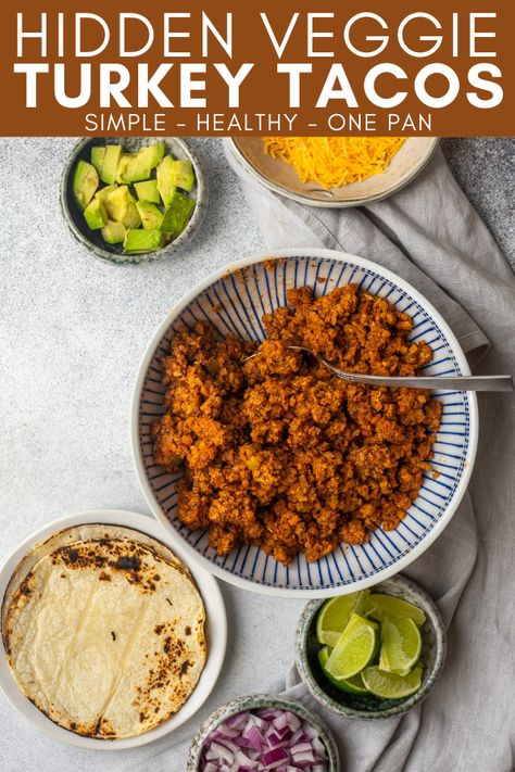 Hidden Veggie Taco Meat, Hidden Veggie Ground Beef, Hidden Veggie Recipes, Soft Tacos Recipes, Hidden Vegetable Recipes, Mexican Food Recipes Appetizers, Healthy Taco Recipes, Ground Turkey Tacos, Dash Diet Recipes