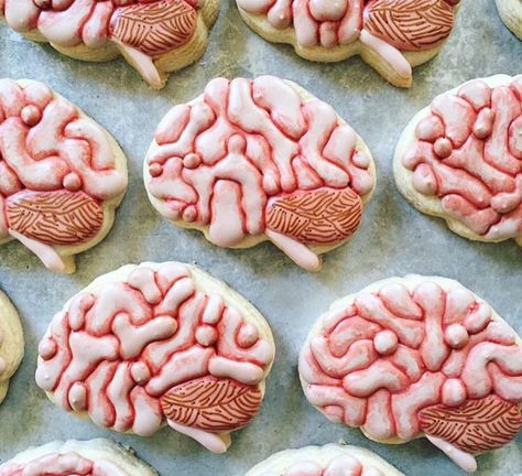 Brain Cookies Brain Cookies, Medical Cookies, Brain Cake, Too Real, Custom Cookie, Fancy Cookies, Cookie Inspiration, Iced Cookies, Cute Cookies