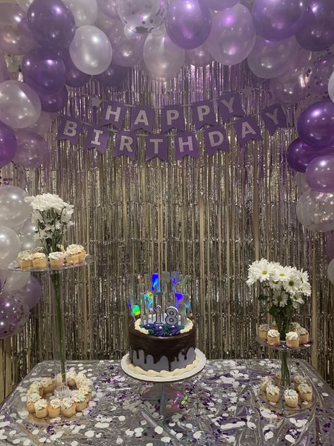 18th Birthday Decorations Purple, Birthday Decorations Purple, Purple Birthday Party Decorations, 17 Doğum Günü, Lila Party, Purple Party Decorations, 15th Birthday Party Ideas, 18th Birthday Party Themes, Purple Birthday Party