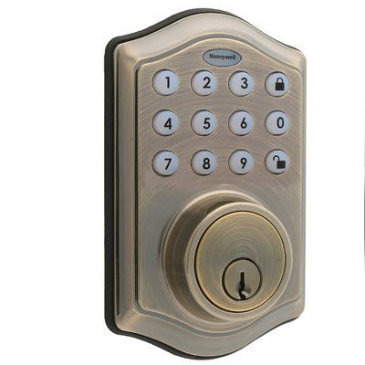 Honeywell Keyless Entry Electronic Deadbolt Finish: Antique Brass Garage Hardware, Safe Door, Digital Door Lock, Deadbolt Lock, Keyless Entry, Door Lock, Door Locks, Shopping Hacks, Oil Rubbed Bronze