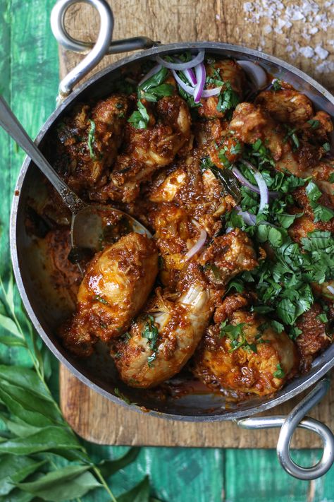 South Indian Chicken Curry/Koduvai Chicken Varuval Chicken Leg Indian Recipes, Chicken Leg Curry, South Indian Dinner Recipes, South Asian Recipes, South Indian Food Recipes, Roast Chicken Curry, Chicken Curry Recipe Indian, South Indian Chicken Recipes, South Asian Food