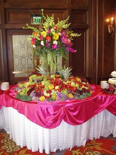 Fruit Displays Wedding Receptions, Wedding Fruit Displays, Fruit Table Ideas Wedding, Fruit Display Wedding, Fruit Tables, Fruit Kabob, Veggie Display, Fruit Buffet, Fruit Table