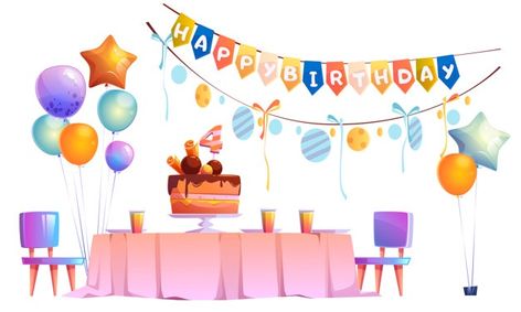 Kids birthday party decoration and festi... | Free Vector #Freepik #freevector #birthday #party #cake #cartoon Candle On Table, Cake Cartoon, Anime Landscape, Cake Vector, Birthday Party Background, Party Cartoon, Kids Birthday Party Decoration, Old Candles, Blue Backdrop