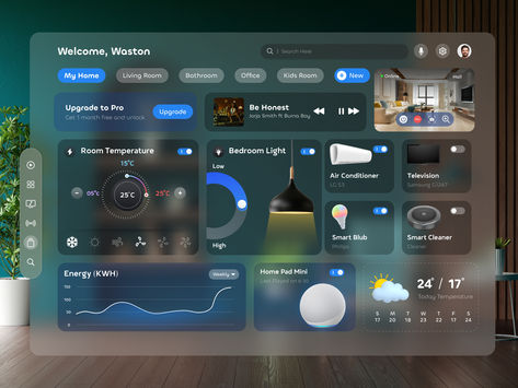 Apple Vision Pro: Smart Home Dashboard Design Home Dashboard, Smart Home Dashboard, Apple Vision Pro, Vision Pro, Smart Home Devices, Home Devices, Smart Home Design, Dashboard Design, Ux Web Design