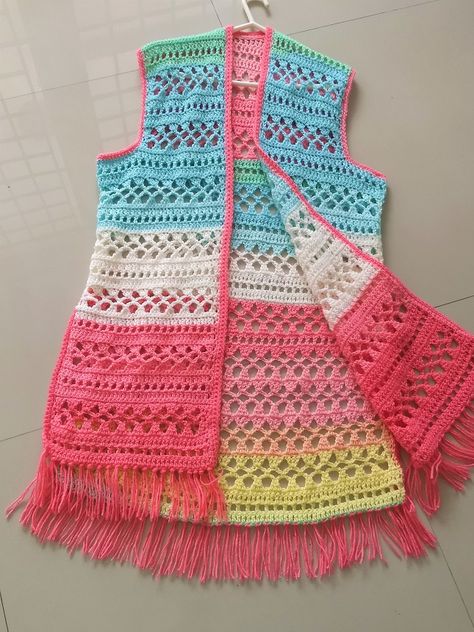 Very easy free crochet vest pattern for women is a must-try. It comes in small to plus sizes and runs up to 5XL. This boho style vest can be paired with jeans or a maxi dress. The pattern has a simple construction that beginners can also enjoy. Crochet Ladies Vest Free Pattern, Crochet Patterns Plus Size, Easy Crochet Vest Pattern Free For Women, Crochet Dress Pattern Free Women Plus Size, Free Crochet Vest Patterns For Women, Crochet Vest Pattern Free Woman Simple, Free Crochet Vest Pattern, Crochet Vest Pattern Free Woman, Crochet Vest Pattern Free Easy