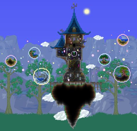 Terraria Wizard House, Terraria Cloud House, Terraria Mega Base, Terraria Mushroom Biome House, Terraria Hallowed House, Terraria Castle Ideas, Terraria Sky Base, Terraria Wizard Tower, Terraria Snow Biome House