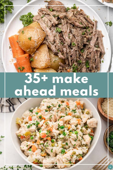 35+ Make Ahead Meals! You'll love these recipes if you're a new mom (or gifting to new moms), prepping for postpartum or want to have healthy dinners ready. Make ahead dinners and breakfasts perfect for families! Made with Chicken, Ground Beef, Turkey and more! Make Ahead Dinners, Healthy Grilled Chicken Recipes, Healthy Pork Recipes, Healthy Turkey Recipes, Healthy Pork, Freezer Friendly Meals, Freezable Meals, Healthy Beef Recipes, Healthy Freezer Meals