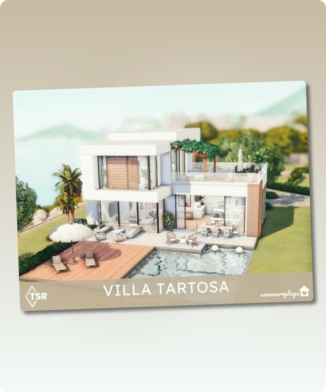 Sims 4 Villa Tartosa | gallery A gorgeous modern villa in Tartosa perfect for a couple. Revision: 2 Filesize: 205 KB Value: 89406 Furnished: Fully Decorated: Throughout Bedrooms: 1 Bathrooms: 2 Stories: 2 Lot Size: 30×20 Custom content: No CC used Author: Summerr Plays #sims4 #sims4cc #modern #decorated #residential #villa Sims 4 Love Island Villa, Tartosa Sims 4, Sims 4 Villa, Hall House, Sims 4 Cc Download, Boat Shed, Greek Villas, Island Villa, Old Boats