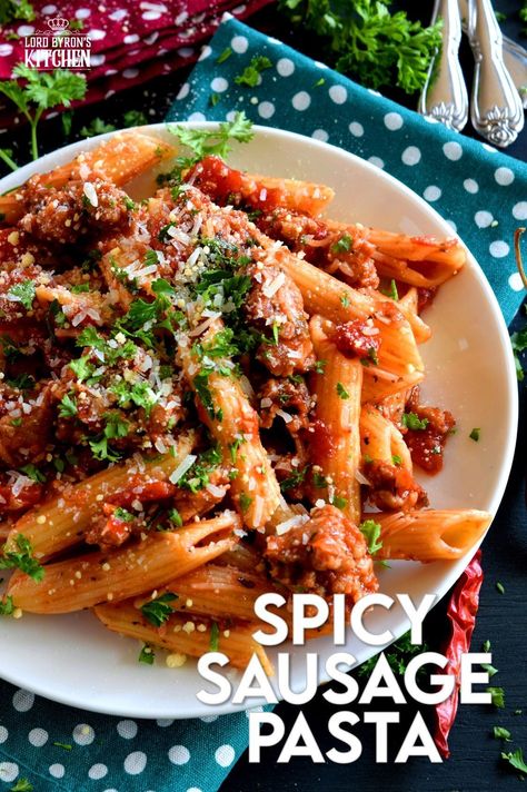 Sausage Pasta Dish, Sausage Penne Pasta, Sausage Penne, Spicy Sausage Pasta, Sausage Rigatoni, Kitchen Sanctuary, Beef Pasta Recipes, Penne Pasta Recipes, Affordable Recipes