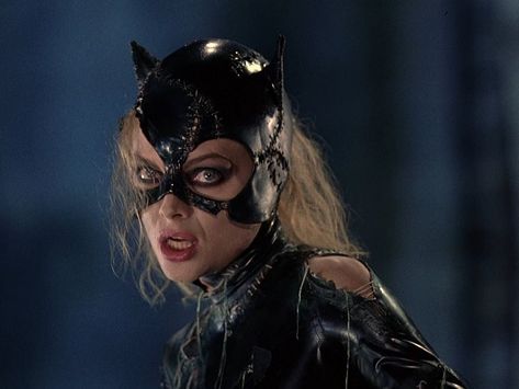 What was the expensive last minute addition to Batman Returns? | I'll Get Drive-Thru Michelle Pfeiffer Catwoman Costume, Catwoman Michelle Pfeiffer, Michelle Pfeiffer Catwoman, Catwoman Outfit, Batman Returns 1992, Kitten Costumes, Creepy Halloween Costumes, Michael Murphy, Joker Costume