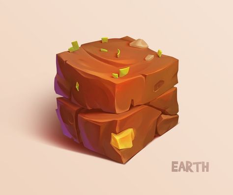 Earth cube by Firrka on DeviantArt Idle Game, Game Textures, Bg Design, Hand Painted Textures, Casual Art, Isometric Art, Game Props, Game Concept Art, Game Concept