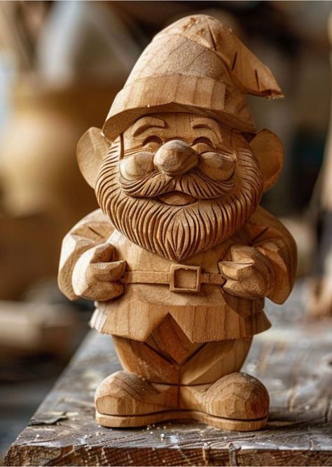 Christmas Wood Carving Ideas, Christmas Whittling, Wood Carving Ideas Beginner, Wood Carving Patterns For Beginners, Whimsical Carvings, Whittling Patterns, Tre Kunst, Wood Carving Art Sculpture, Santa Carving