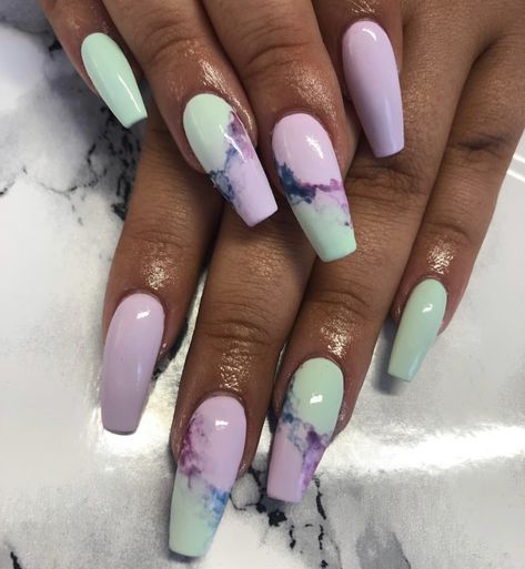 Sage And Purple Nails, Sage And Lavender Nails, Lavender And Green Nails, Nail Art Halloween, Acrylic Coffin Nails, Lilac Nails, Lavender Nails, Acrylic Coffin, Coffin Nails Long