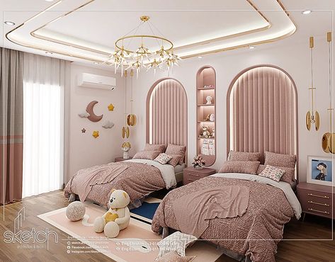 Kids design, interior for kids, room for girl :: Behance Luxury Girls Room, Bedroom For Two Sisters, Sisters Bedroom, Modern Luxury Bedroom Design, Sister Bedroom, Small Room Interior, Luxury Kids Bedroom, Sister Room, Room Work