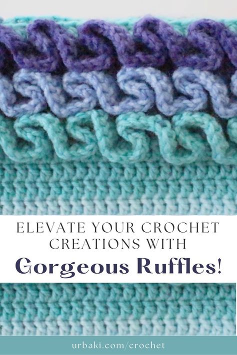 Get ready to unlock the secrets of crafting stunning crochet ruffles that will take your projects to the next level. In this comprehensive guide, we'll walk you through the art of crocheting ruffles on a double crochet framework, whether you're working in the round or on a flat piece.The beauty of crochet ruffles lies in their simplicity, making them a perfect match for beginners and experienced crocheters alike. By mastering a series of double crochets in a special way, you'll effortlessly How To Crochet A Ruffle Edge, Crochet Ruffle Edging Pattern Free, Crochet Ruffle Pattern, How To Crochet Ruffles, Crochet Ruffle Edging, Ruffle Crochet Edging, Crochet Borders For Blankets, Crochet Ruffles, Crochet Frame