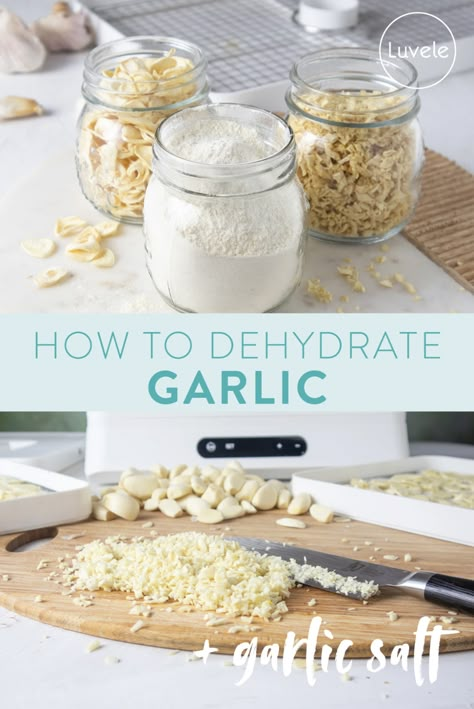 How To Dehydrate Garlic, Dehydrating Garlic In Dehydrator, Freeze Dried Garlic, How To Make Garlic Powder, Dehydrator Meals, Dehydrating Garlic, Dehydrate Garlic, Luvele Recipes, Drying Garlic