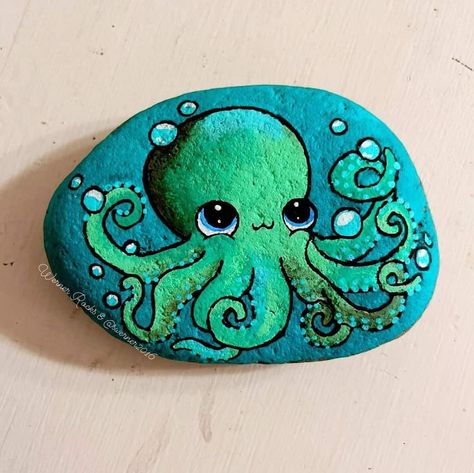 Octopus Painting, Inspirational Rocks, Beach Art Painting, Art Coquillage, Garden Rock Art, Diy Rock Art, Stone Art Painting, Cute Octopus, Octopus Art