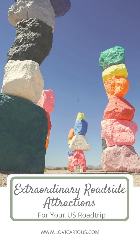 extraordinary roadside attractions for your US Roadtrip Across America Road Trip, Best Cross Country Road Trip Route, Cross Country Rv Road Trip, Rv Cross Country Road Trip, Road Side Attractions, Road Trip Usa Bucket Lists, Road Trip Across The United States, Cross Country Road Trip Routes, State Sign Pictures Road Trips