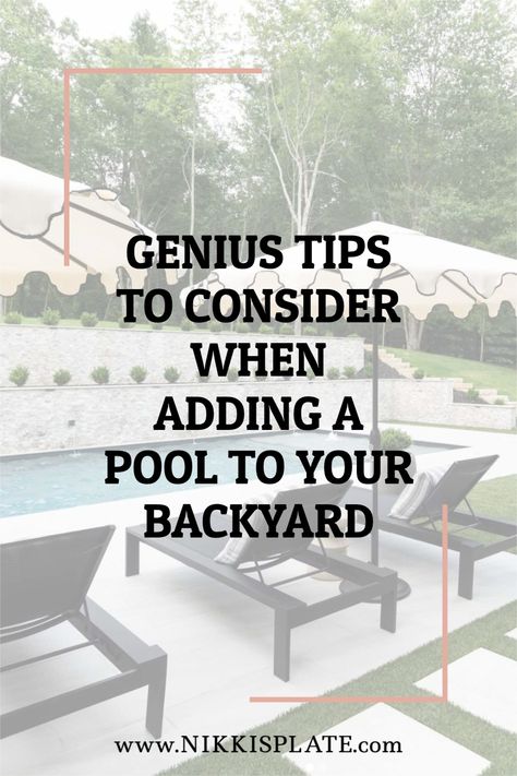 Pool Deck Inground Pools, Smaller Inground Pool Ideas, Backyard Pool Placement, Pools On Side Of House, Water Features Pool, Inground Pool Must Haves, Spool Pool Cost, Pool Side Fire Pit Ideas, Pool With Pool House Backyard Designs