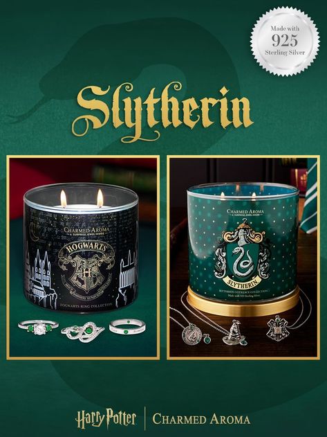 Charmed Aroma Harry Potter - Slytherin House candle bundle gift set Hogwarts Candles, Slytherin Necklace, Minnie Mouse Candle, Mickey Mouse Candle, Slytherin Ring, Slytherin Jewelry, Hogwarts Slytherin, Mickey Mouse Ring, Charmed Aroma