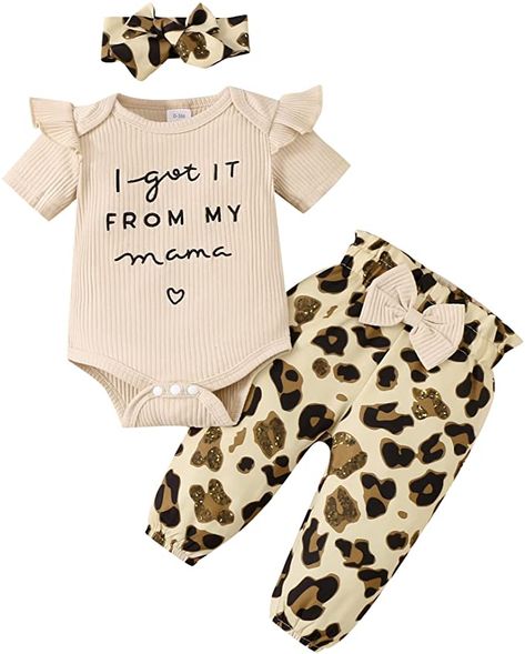 Amazon.com: OLLUISNEO Newborn Baby Girl Clothes Infant Outfits Short Sleeve Romper Leopard Pant Set Summer Baby Girl Clothes: Clothing, Shoes & Jewelry Newborn Baby Girl Clothes, Baby Girl Clothes Winter, Newborn Baby Girl, Pant Sets