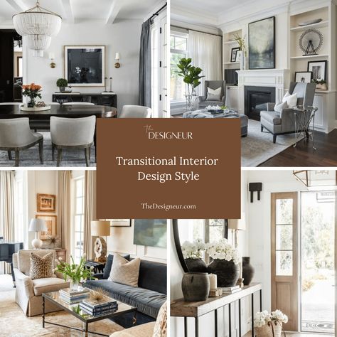 Transitional Interior Design Style - The Design Entrepreneur Style Guide 3 Transitional Interior Style, Transitional House Design, Transitional Home Interiors, Transitional Interior Design Style, Modern Traditional Design, Transitional Interior Design, Townhouse Interior, Transitional Decor Living Room, Traditional Interior Design