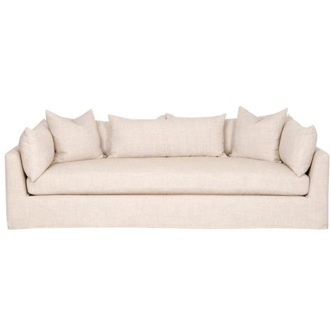 Slipcover Sofa, Rectangle Pillow, Deep Seat Cushions, Slip Covers Couch, Wood Sofa, Sofa Upholstery, Kathy Kuo Home, Toss Pillows, Upholstered Sofa