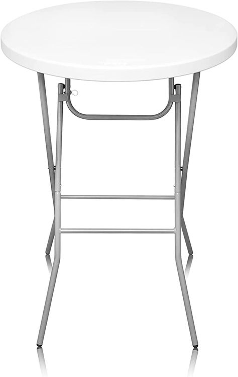 (paid link) Byliable 32In Round High Top Folding Table, Bar Height White Table, Indoor Outdoor Plastic Cocktail Table for Patio, Backyard, Dining Room, Parties, Weddings, with Metal Frame, Locking Legs White Cocktail Tables, Backyard Dining, Portable Bar, Banquet Table, Patio Backyard, White High Tops, Banquet Tables, Blow Molding, Bar Height