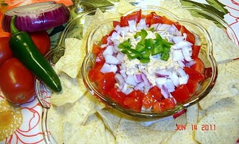 Smoked chicken dip- add a little more of the chili powder & liquid smoke to taste.  put toppings on the side.  serve with wheat crackers. sooooo yummy!