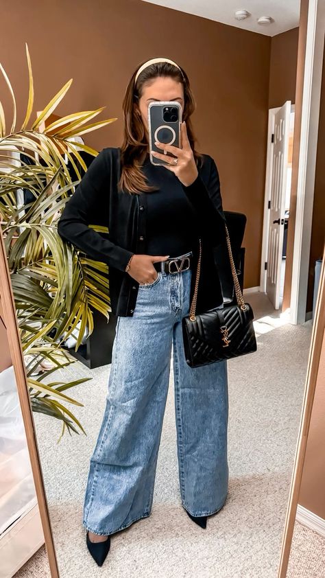 Drinks Outfits, Lunch Date Outfit, Lunch Outfit, Girls Night Outfit, Casual Date Night Outfit, Wide Leg Jeans Outfit, Date Outfit Casual, Transition Outfits, Capsule Outfits