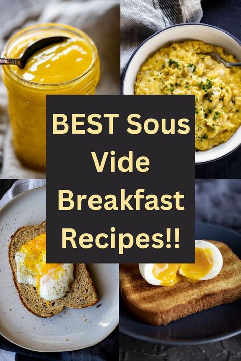 Whether your a beginner or advanced sous vide enthusiast, the sous vide breakfast recipes are an awesome go-to for an ultra easy gourmet breakfast or a quick on-the-go meal! Hollandaise Recipe, Sous Vide Egg, Bacon Eggs Breakfast, Gourmet Breakfast, Sous Vide Recipes, Sous Vide Cooking, Cooked Breakfast, Cooking Guide, Delicious Breakfast Recipes