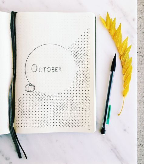 Bullet Journal: October cover // minimalist Journal // simple cover Bujo Monthly Cover Minimalist, September Bullet Journal Cover Minimalist, Bujo Business, Buttlet Journal, September Cover Page Bullet Journal, Bullet Journal October Cover, Bullet Journal Month Cover, Minimalist Journal, Books Drawing