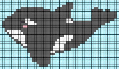 Orca Alpha Pattern, Whale Pixel Art, Square Stitch, Orca Whale, Orca Whales, Beading Patterns Free, I'm Bored, Pixel Pattern, Crochet Tapestry