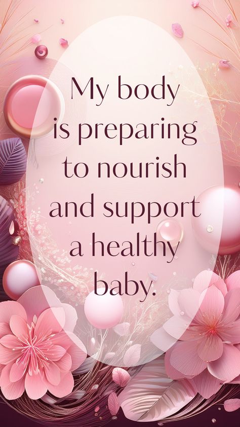 A healthy body for a healthy pregnancy! 🤰🏻  Fertility affirmations can help you visualize your dreams of a healthy pregnancy and happy family. Start with a focus on your body - the temple that will nurture and support your growing baby.  Repeat after me: 'I cherish and care for my body every day. It is strong, healthy, and ready to create new life.' 💪  #FertilityAffirmations #HealthyBodyHealthyPregnancy #NurturingNewLife Healthy Baby Affirmations Pregnancy, Happy Family Manifestation, Early Pregnancy Affirmations, Healthy Pregnancy Affirmations, Healthy Ovaries, Manifesting A Baby, Fertility Aesthetic, Pregnancy Vision Board, Pregnancy Manifestation