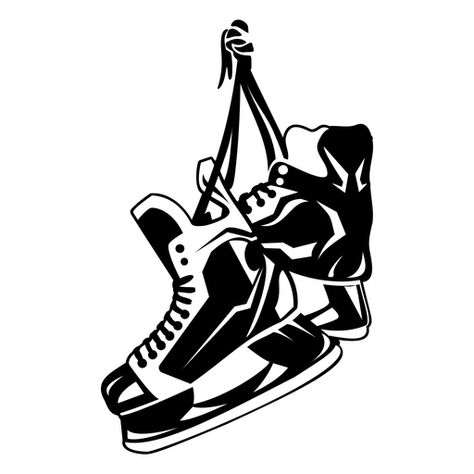 Pair of ice hockey skates high contrast PNG Design Hockey Skates Tattoo, Hockey Skate Tattoo, Hockey Skates Drawing, Hockey Stick Tattoo, Ice Hockey Tattoo, Ice Hockey Room, Hockey Logo Design, Hockey Illustration, Hockey Drawing