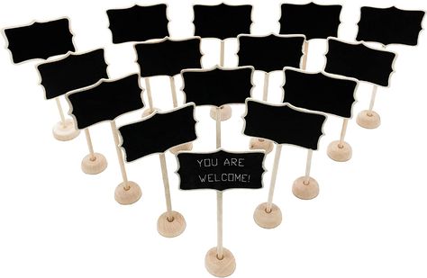 Amazon.com : 15 Pack Wood Mini Chalkboard Signs with Support Easels, Place Cards, Small Rectangle Chalkboards Blackboard for Weddings, Birthday Parties, Message Board Signs and Special Event Decorations : Office Products Mini Chalkboard Signs, Small Chalkboard Signs, Chalkboard Cards, Small Chalkboard, Party Food Labels, Wedding Chalkboard Signs, Mini Chalkboards, Halloween Fest, College Graduation Parties