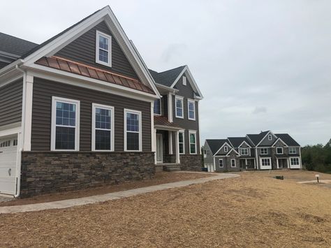 Brown Siding And Stone Exterior, Certainteed Slate Vinyl Siding, Brown Siding House Color Schemes, Certainteed Siding Colors, Dark Brown House, Wood Vinyl Siding, Brown Siding, Certainteed Vinyl Siding, Certainteed Siding