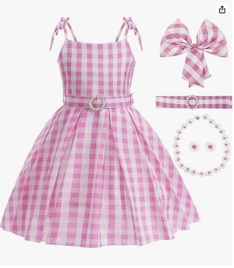 This costume comes with all the accessories necessary for being barbie this halloween. Pink Plaid Dress, Movie Cosplay, Pink Gingham Dress, Baby Costumes Girl, Pink Costume, Barbie Costume, 파티 드레스, Cosplay Dress, Gingham Dress