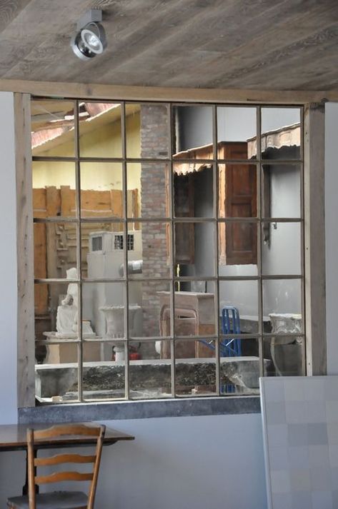 DSC_0362 Four Pane Window, Window Inside House, Window Inside House Wall, Indoor Windows, Salvaged Windows, Brooke Giannetti, Loft Windows, Conservatory Kitchen, Interior Window