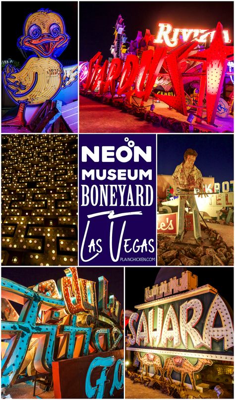 The Neon Museum Boneyard - Las Vegas, NV - a must see on your next Vegas trip. Located at the North end of Las Vegas Boulevard. The night tour is fantastic!! Book early! The tours sell out quickly! Neon Museum Las Vegas, The Neon Museum, Las Vegas Boulevard, Neon Museum, Visit Las Vegas, Las Vegas Vacation, Vegas Vacation, Vegas Trip, Las Vegas Trip