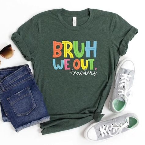 Bruh We Out Teachers Shirt, Last Day Of School Shirt For Teacher, Funny Teacher Shirt, Summer Break Teachers Shirt, Gift For Teacher 👉Click to buy from Etsy Shop :🛒 http://www.EpicFashionUs.etsy.com/listing/1706211384/bruh-we-out-teachers-shirt-last-day-of 📌Store Link in Bio Welcome to EpicFashionUS! Its great to see you here! We prioritize one thing here and that is quality and customer satisfaction. Our Tshirts are: -Made from 4.2-ounce cotton -All solid colors are 100% cotton and all... Last Day Of School Shirt, Funny Teacher, Gift For Teacher, Summer Break, Last Day Of School, Teacher Humor, School Shirts, Teacher Shirts, Last Day