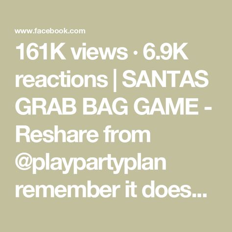 161K views · 6.9K reactions | SANTAS GRAB BAG GAME - Reshare from @playpartyplan remember it doesn’t have to be presents, it could be chore cards, it could be candy, these games are made to be retrofitted to your family and what works best for you! ❤️❤️❤️🎅🏻🎅🏻🎅🏻🎄❄️❄️✨✨✨ #SantasGrabGame #Santa #Santa’sHolidays# | Jesse Cooper Chore Cards, Bags Game, Grab Bag, Christmas Games, Grab Bags, It Works, Candy, Christmas