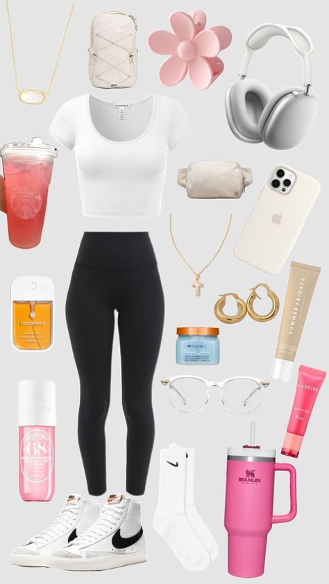 white girl look with accessories🎀✨️🧸 White Girl Winter Outfits, Maddy Aesthetics, White Girl Outfits Basic, Basic White Girl Aesthetic, School White Shirt, Volleyball Fits, Basic White Girl Outfit, Everyday School Outfits, White Girl Outfits