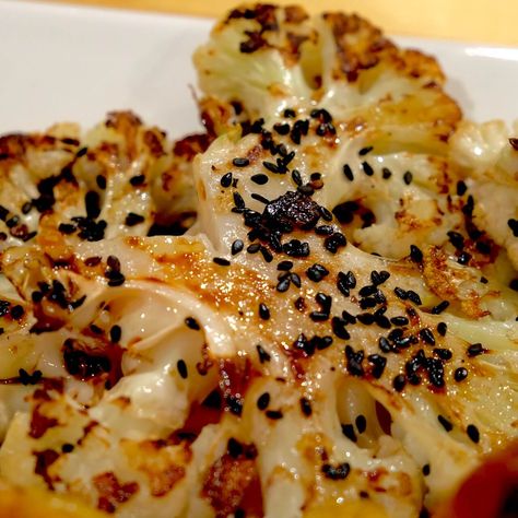 Cauliflower, truffle and black sesame Black Truffle Recipe, Truffle Oil Recipes, Soy Dressing, Big Green Egg Recipes, Green Egg Recipes, The Big Green Egg, Sesame Dressing, The Big Green, Truffle Recipe