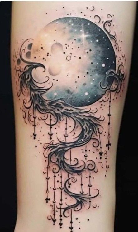 Tattoos Realism, Moon Tattoo Ideas, Lunar Goddess, Jagua Henna, Celestial Tattoo, Mystical Tattoos, Tattoo Concepts, Witch Tattoo, Goddess Tattoo