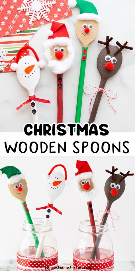 Spoon Christmas Crafts, Christmas Wooden Spoons, Girls Christmas Presents, Wooden Spoon Christmas, Craft For Christmas, Wooden Spoon Crafts, Spoon Craft, Christmas Presents For Girls, Christmas Spoons