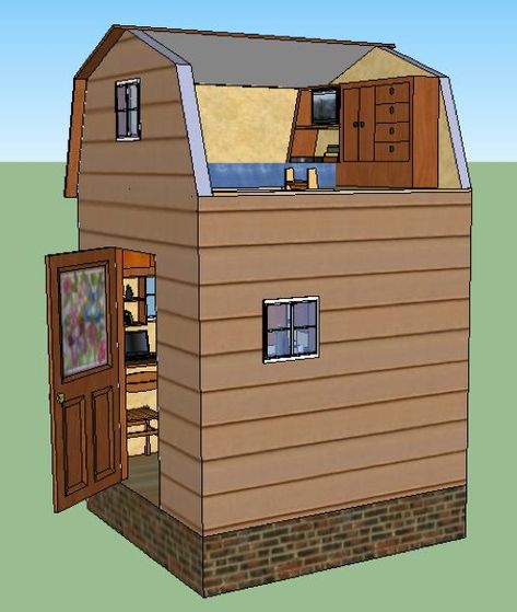 lamars-8x8-tiny-house-design-14 8 X 16 Tiny House, 6 X 12 House Plan, 8 X 12 Tiny House, 8x12 House Plan, 8x8 Tiny House, 6x12 House Plan 2 Floor, Survival Cabin, 12×24 Tiny House Plans, Clubhouse Ideas